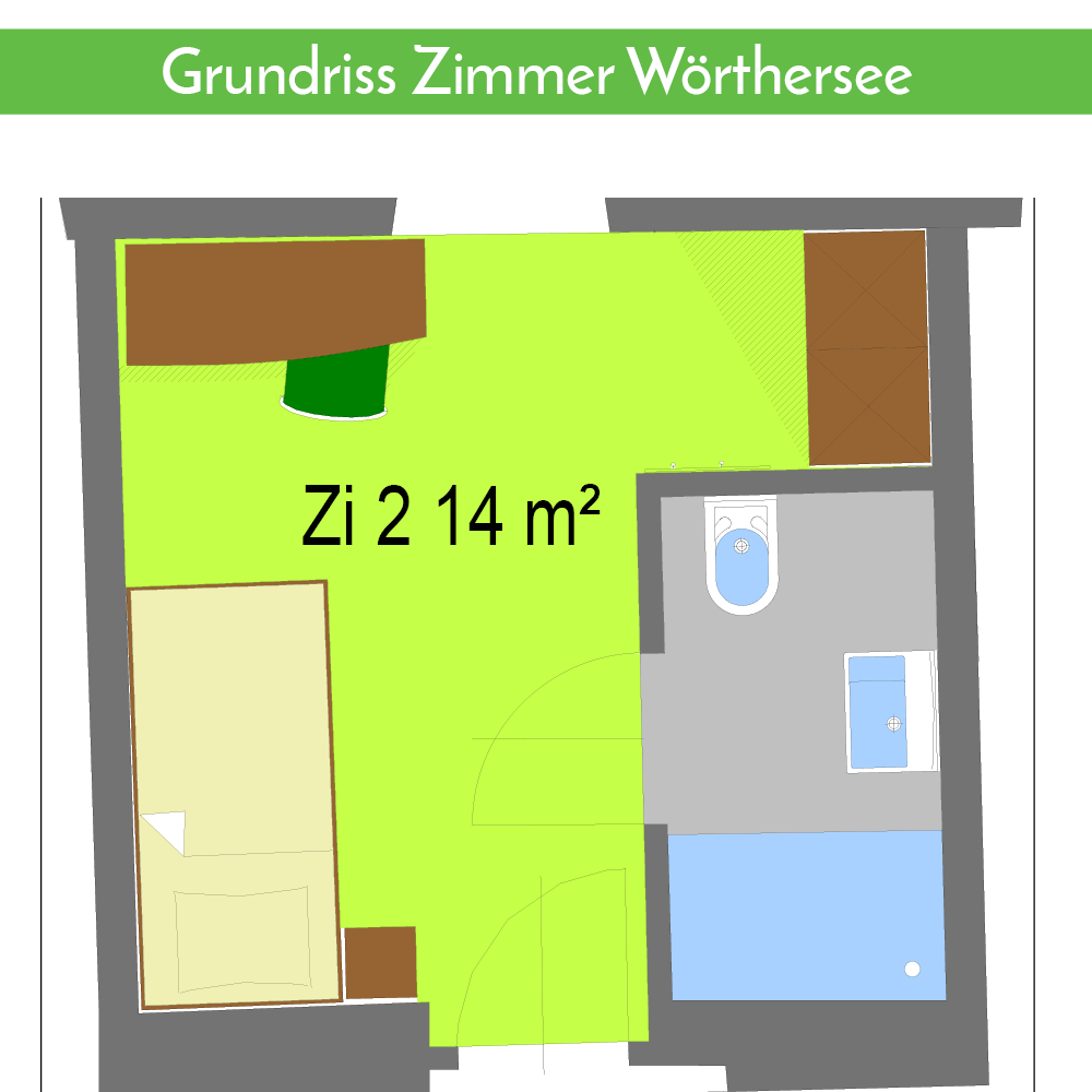 Grundriss Zimmer Wörthersee Gasthaus Gatternig